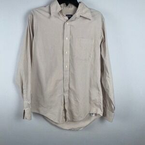 Lands' End‎ Mens Checkered Dress Shirt Long Sleeve Button Up
